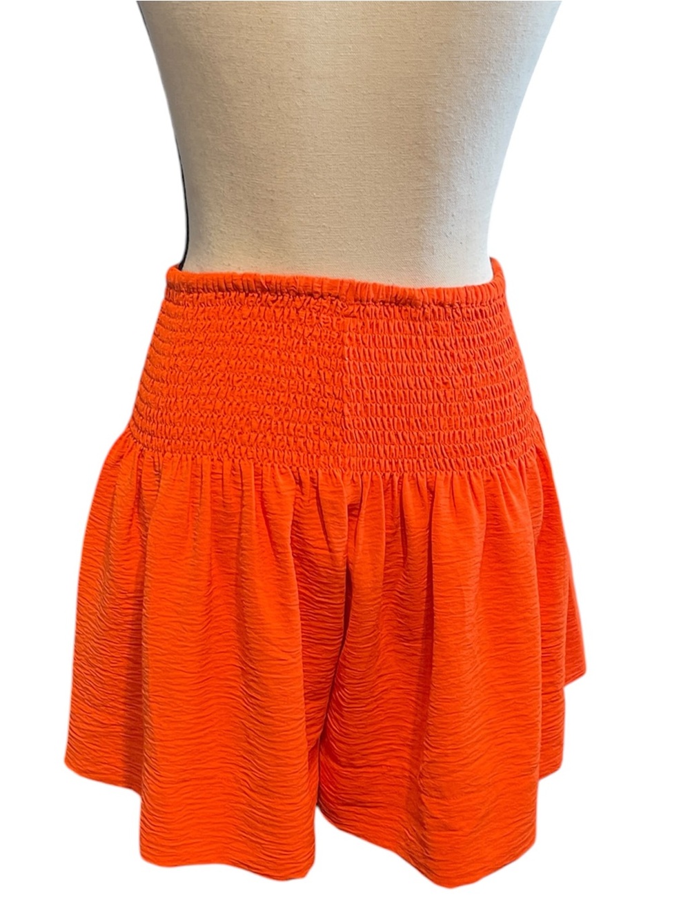 Ivy Jane Red Orange Textured Pleated Flared Skort High Waist Ribbed Waistband‎ S - Picture 4 of 10